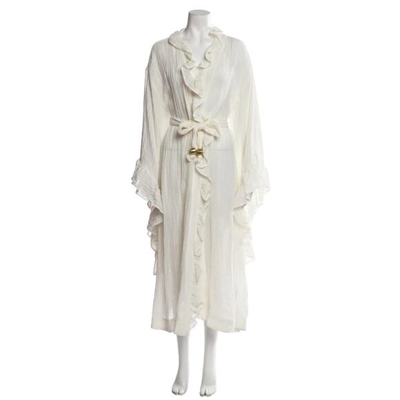 Lisa Marie Fernandez Dresses & Skirts - Lisa Marie Fernandez Cream Ruffled Wrap Dress Linen Blend Belted Boho Resort  4